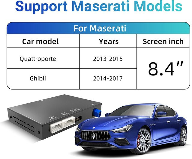 ANYFAR Wireless CarPlay und Android Auto Nachrüstkit Decoder-Box für Maserati Quattroporte und Ghibli mit 8,4 Zoll Bildschirm, Schwarz - Bild 1