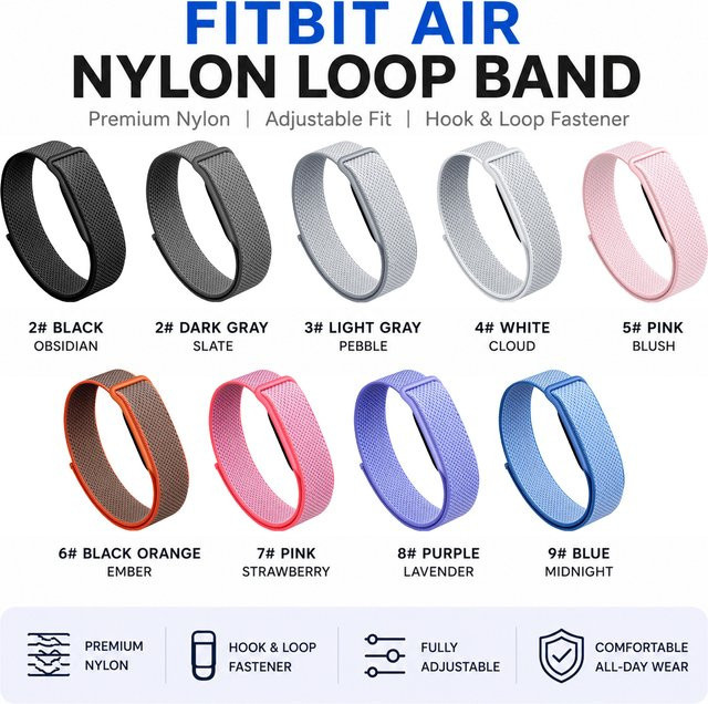 Atmungsaktives Nylon Sportarmband für Google Fitbit Air in Grau (Unisex) - Bild 1