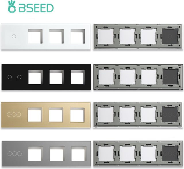 BSEED M1 Serie Wand Glas Panel Touch Schalter mit Metall Rahmen in Gold/Messing - Bild 1