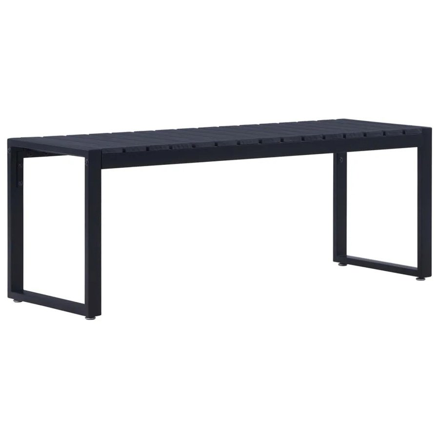 furnicato Gartenbank modern in Schwarz aus Eisen und PS-Platte, B: 120,5 cm, H: 45 cm, T: 40 cm - Bild 2