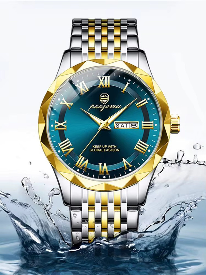 PAAZOMU Armbanduhr Edelstahl, Quarz, Datum, Herren - Bild 5
