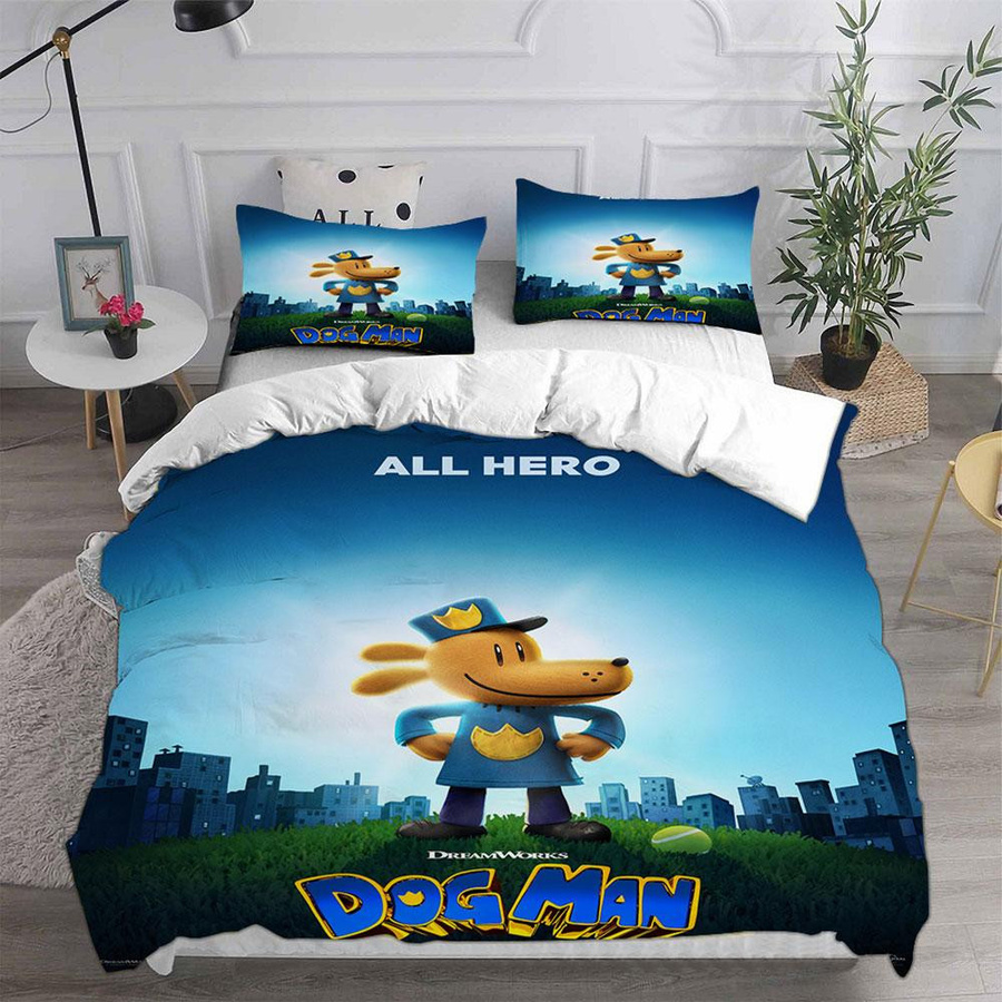 Creative Homewares Bettwäsche-Set Anime Hund Mann Design, Multicolor, 3-teilig, B: 140 cm, L: 210 cm - Bild 1
