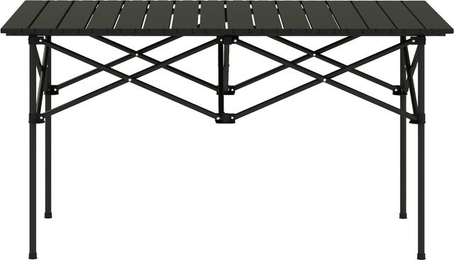 Outsunny Campingtisch aus Aluminium mit aufrollbarer Tischplatte und X-Rahmen, Schwarz, B/T/H: 55 x 50 x 95 cm - Bild 1