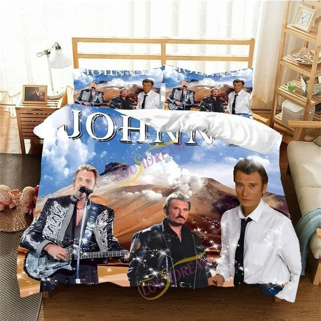 Bettwäscheset Johnny Hallyday mit Grafikprint, Mehrfarbig, Microfaser, B/H: 245 x 210 cm - Bild 1