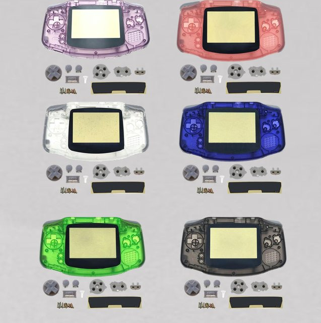 Nintendo Game Boy Advance Ersatz-Vollgehäuse Set in Transparent Blau mit Tasten, Schrauben und Frontplatte für DIY-Modding - Bild 1