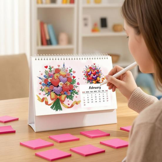 AuroraBloom Diamond Art Schreibtisch-Set Kunstkalender 2027 Bastelset Multicolor - Bild 2