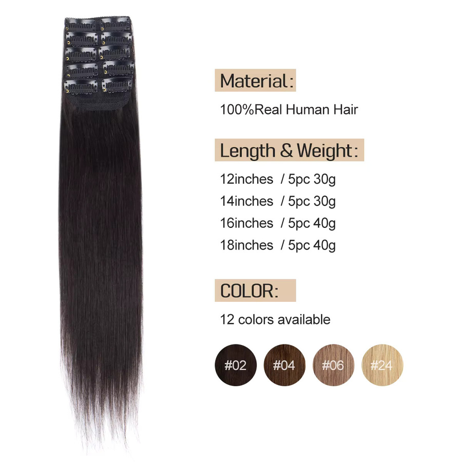 MRS HAIR Clip-in-Extensions aus Echthaar, 30 g, 5-teiliges Set - Bild 2