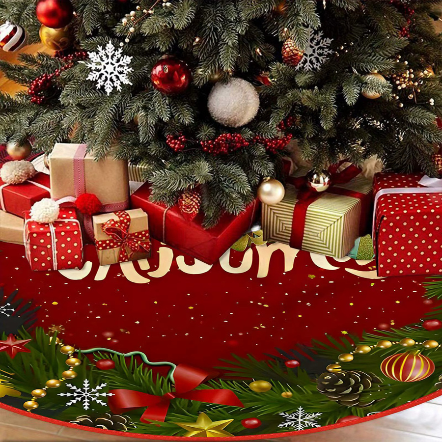 VIKAMA Weihnachtsbaumkleid in Rot, rundes Textil-Baumkleid zur Dekoration deines Weihnachtsbaums - Bild 4