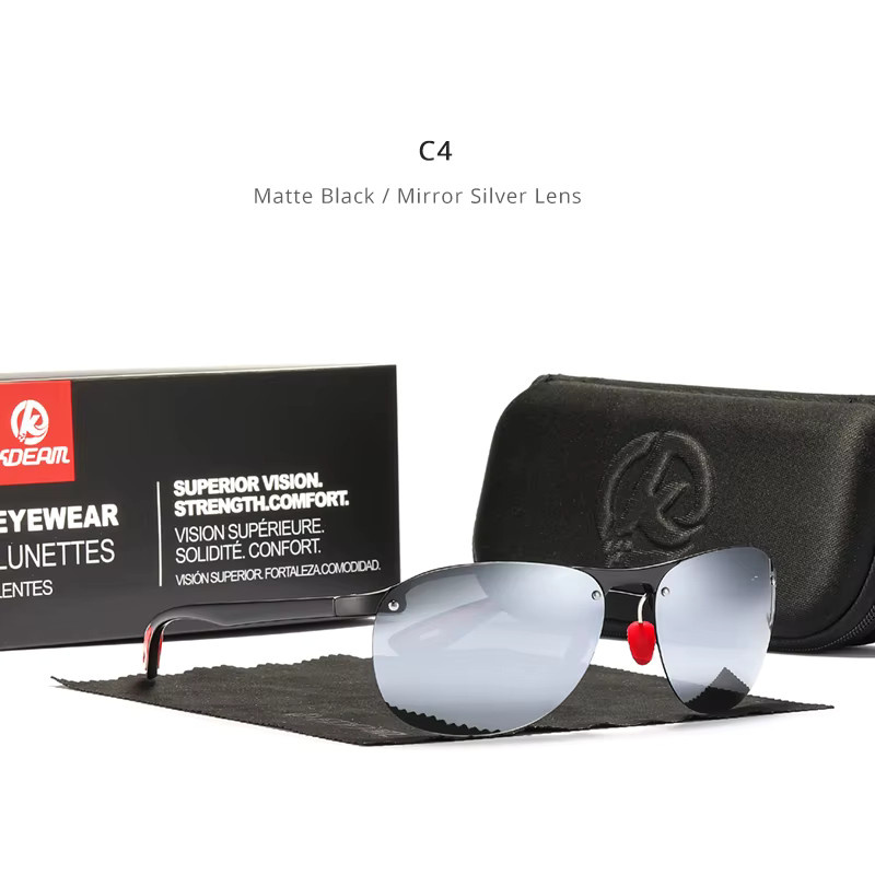 KDEAM Sonnenbrille, randlos, oval, Herren, schwarz, polarisiert, TR90 - Bild 3
