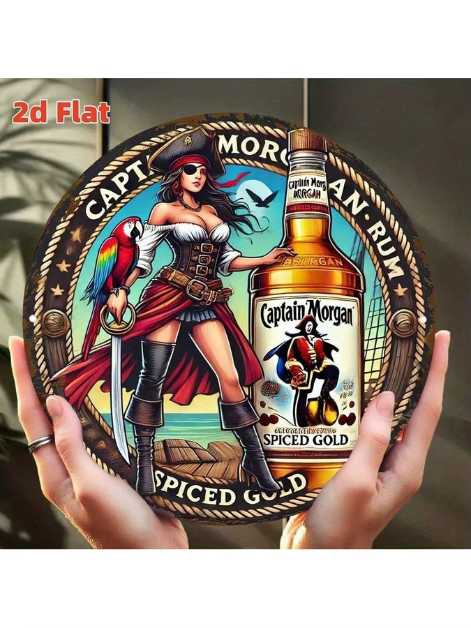Retro Piraten Blechschild CIFBUY Rund mit Rum-Motiv, Mehrfarbig, Durchmesser: 20,32 cm - Bild 4