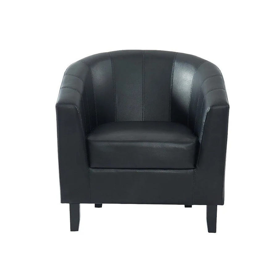 Vente-unique Sessel Cristobal mit gerader Rückenlehne und Armlehnen in Schwarz aus Kunstleder, Höhe: 78 cm - Bild 2