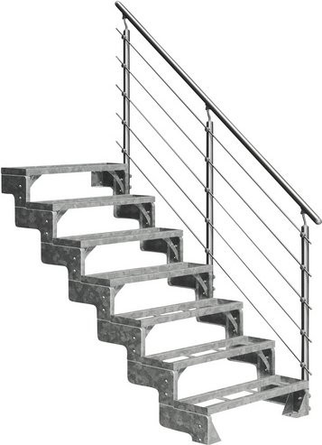 Dolle Außentreppe Gardentop aus Stahl mit 7 Einlegestufen in Silber, Geschosshöhe: 126 cm - Bild 1