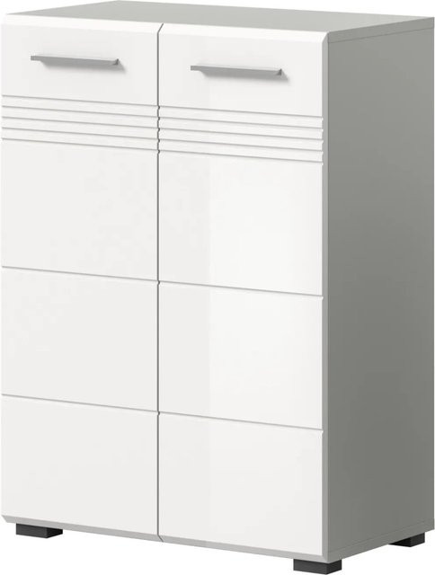 Inn.Furn Midischrank Carlo in Weiß und Grau Hochglanz mit Soft-Close, B/T/H: 60 x 30 x 80 cm - Bild 1