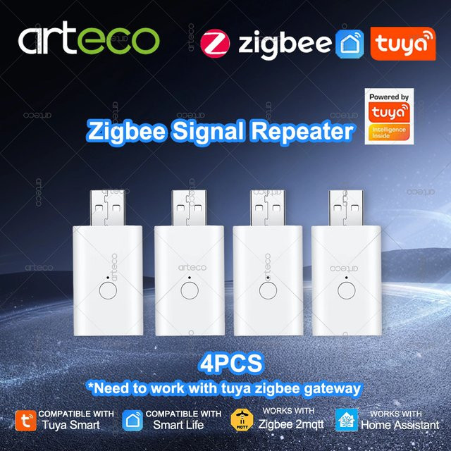 Tuya Smart Leben ZigBee Signal Repeater USB Extender zur Smart Home Automation, 4er-Set, Weiß - Bild 1