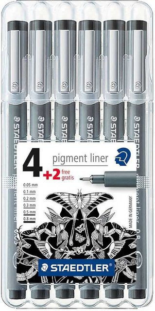 Staedtler Pigment Liner Fineliner in Schwarz, 6er-Set - Bild 2