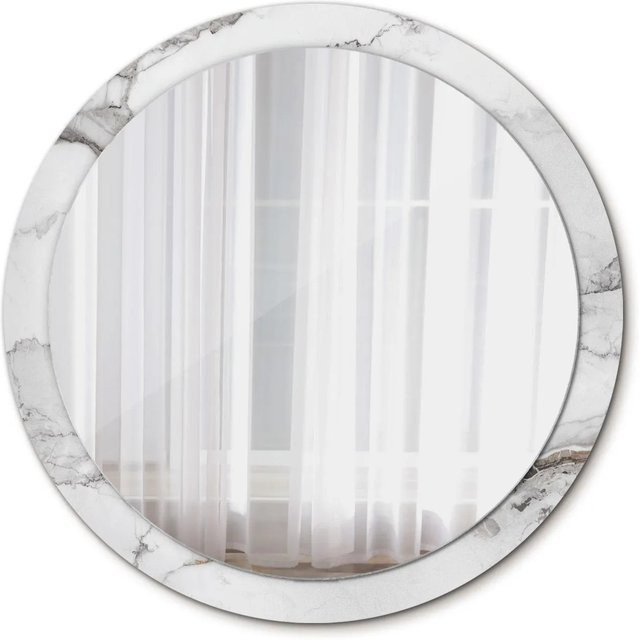 Tulup Runder Spiegel mit weißem Marmor-Design, Durchmesser: 100 cm - Bild 1
