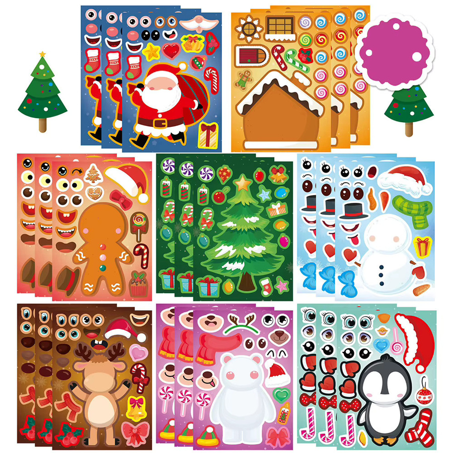 Weihnachts-Puzzle-Aufkleber, Weihnachtsmann, Schneemann, Weihnachtsbaum, Aufkleber - Bild 2