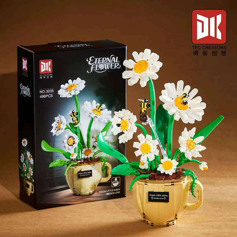 Wange Blumenstrauß-Vasen-Modell-Set, Tulpen, Gänseblümchen, Rosen, Orchideen, Bausteine-Set - Bild 3