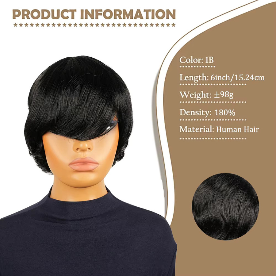 OYM HAIR Echthaar-Perücke, Pixie-Schnitt, Damen - Bild 4