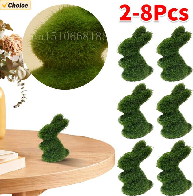 Alloet Osterhase als Dekoration mit Moos-Simulation und Beflockung in Grün - Bild 1