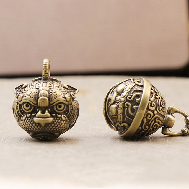 Velishy Anhänger Glocke, Messing, Gold, Vintage, Unisex - Bild 1