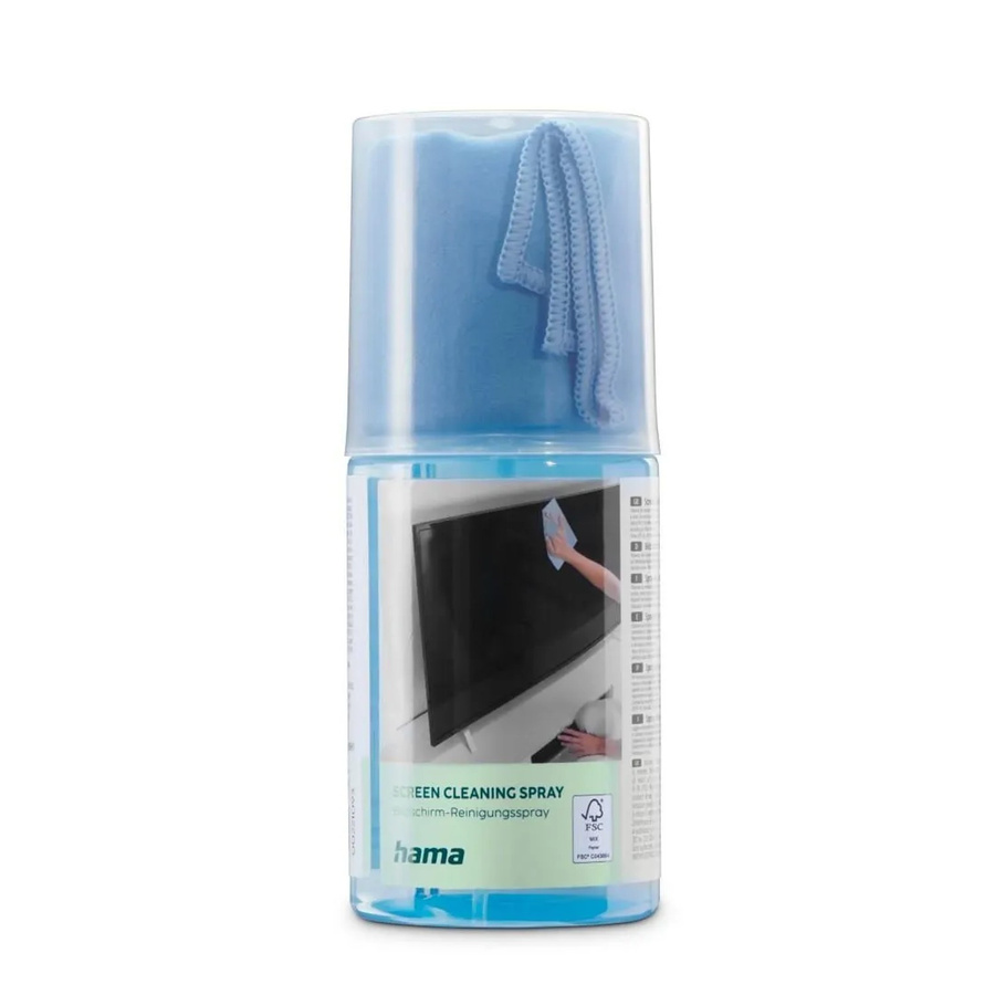 Hama Bildschirmreiniger Spray mit Reinigungstuch, Blau, 200 ml - Bild 2