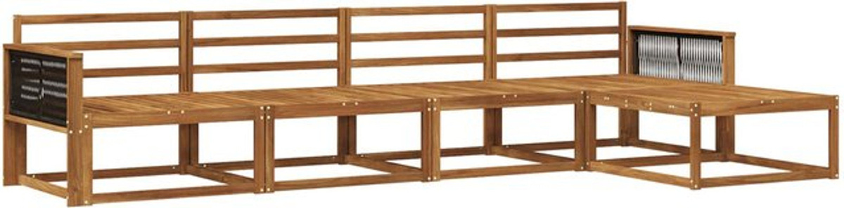 vidaXL Outdoor-Sofagarnitur aus Massivholz Akazie in Braun, 5-teiliges Loungemöbel-Set im modernen und minimalistischen Design - Bild 1