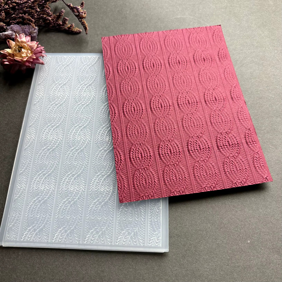 Transparente 3D-Relief-Kunststoffschablone mit Blumenmuster und Pullover-Textur für Karten und Bastelarbeiten - Bild 3