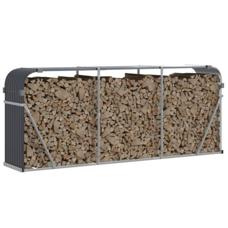 vidaXL Kaminholzunterstand aus verzinktem Stahl in Anthrazit B/T/H: 234 x 45 x 100 cm - Bild 3