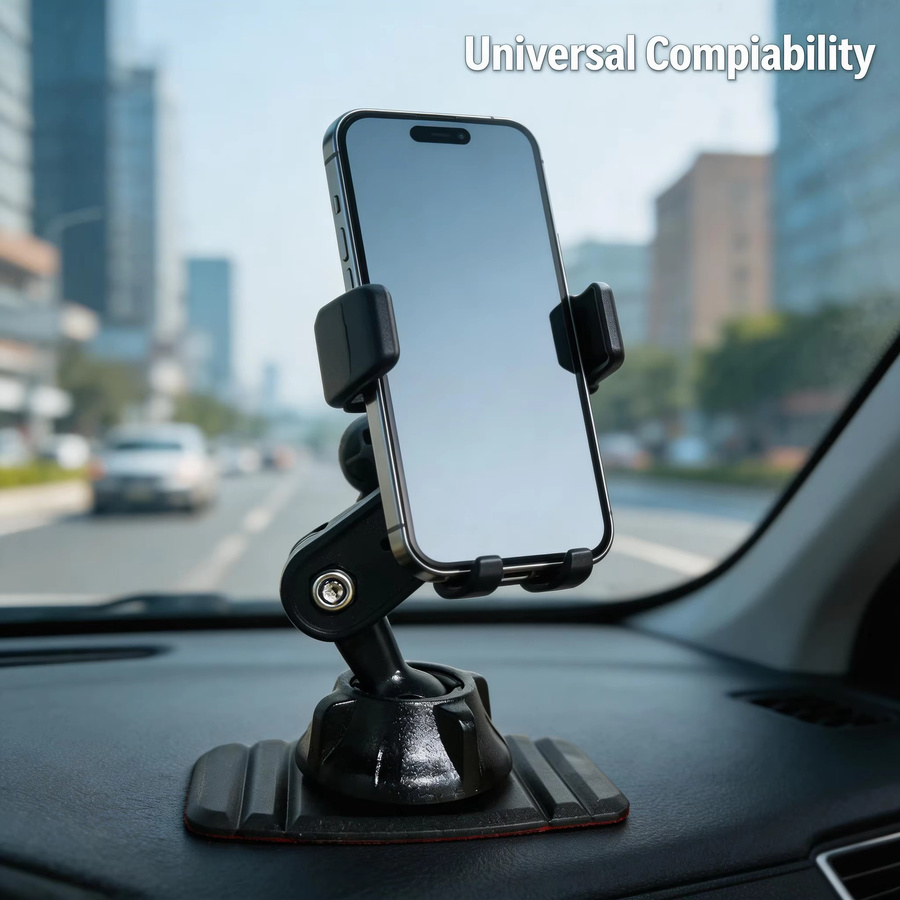 TEEQ Universelle 17mm Kugelkopf Armaturenbrett-Halterung für das Auto, 360 Grad drehbarer Mobiltelefon-Halter in Schwarz - Bild 3