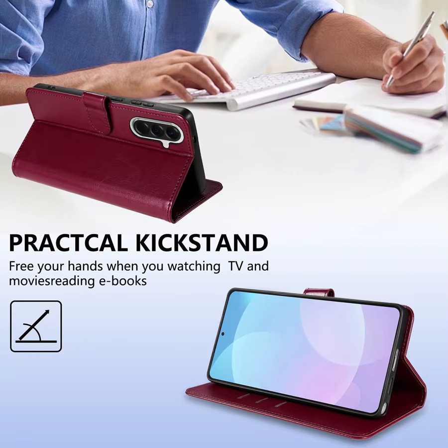 JGG Leder-Brieftasche mit Magnetverschluss und Kartensteckplatz für Samsung Galaxy A07 A14 A15 A16 A17 A26 A35 A36 A53 A54 A55 A56 in Blau - Bild 4