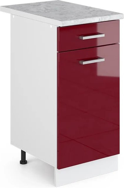 Vicco Küchenunterschrank R-Line Bordeaux Hochglanz Weiß B: 40 cm, H: 81,6 cm, T: 60 cm - Bild 1