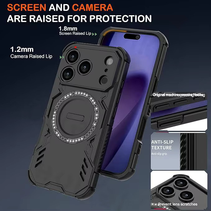 Huikai Magnetische Schutzhülle für iPhone 17 Pro Max, 17e und 16 in Rot mit Wärmeableitung und Stoßfestigkeit nach Militärstandard - Bild 3