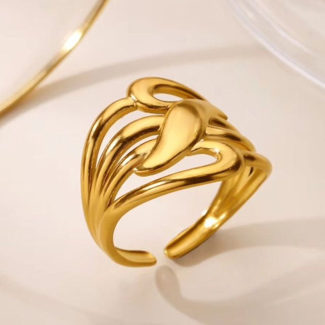 ICFTZWE Ring, 18 Karat vergoldeter Edelstahl, Gold, Damen, minimalistisch - Bild 1