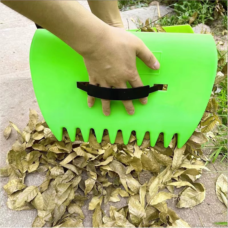 Grüner Gartenbau-Kunststoffrechen zum Sammeln von Blättern für die Gartenarbeit - Bild 3