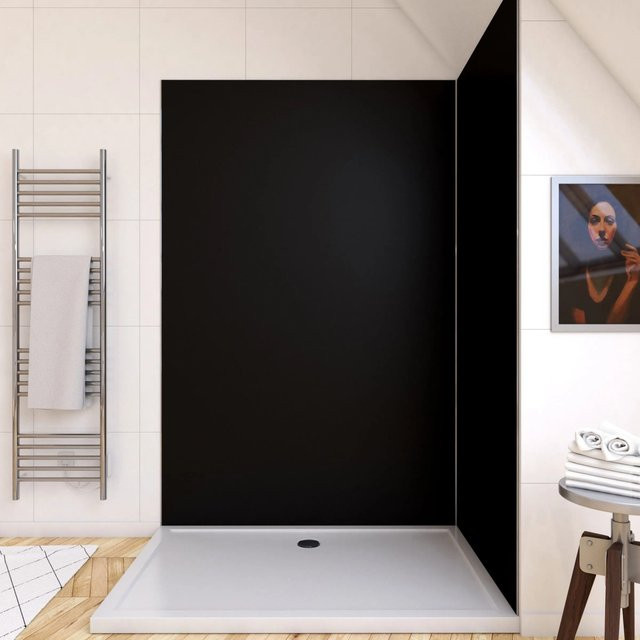 Aurlane Design-Duschwand aus Glas in Schwarz, rechteckig, frosted, B: 120 cm, H: 210 cm, T: 0,3 cm - Bild 1