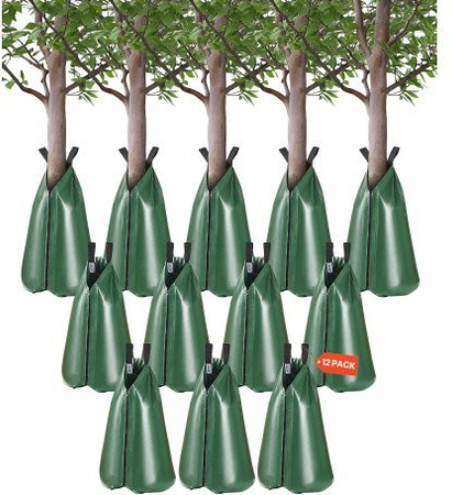 VEVOR Baumbewässerungssack Set, 12er Pack, 75 Liter, Wiederauffüllbare Tröpfchenbewässerung für Jungbäume mit Reißverschluss zur gezielten Wurzelbewässerung