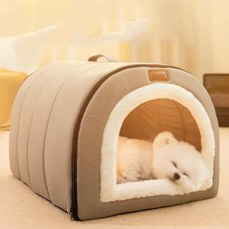 Selbstwärmendes Hundebett aus 100% Baumwolle für kleine und mittelgroße Hunde und Katzen, gemütliches Höhlenbett und Katzenschlafzelt für drinnen - Bild 4