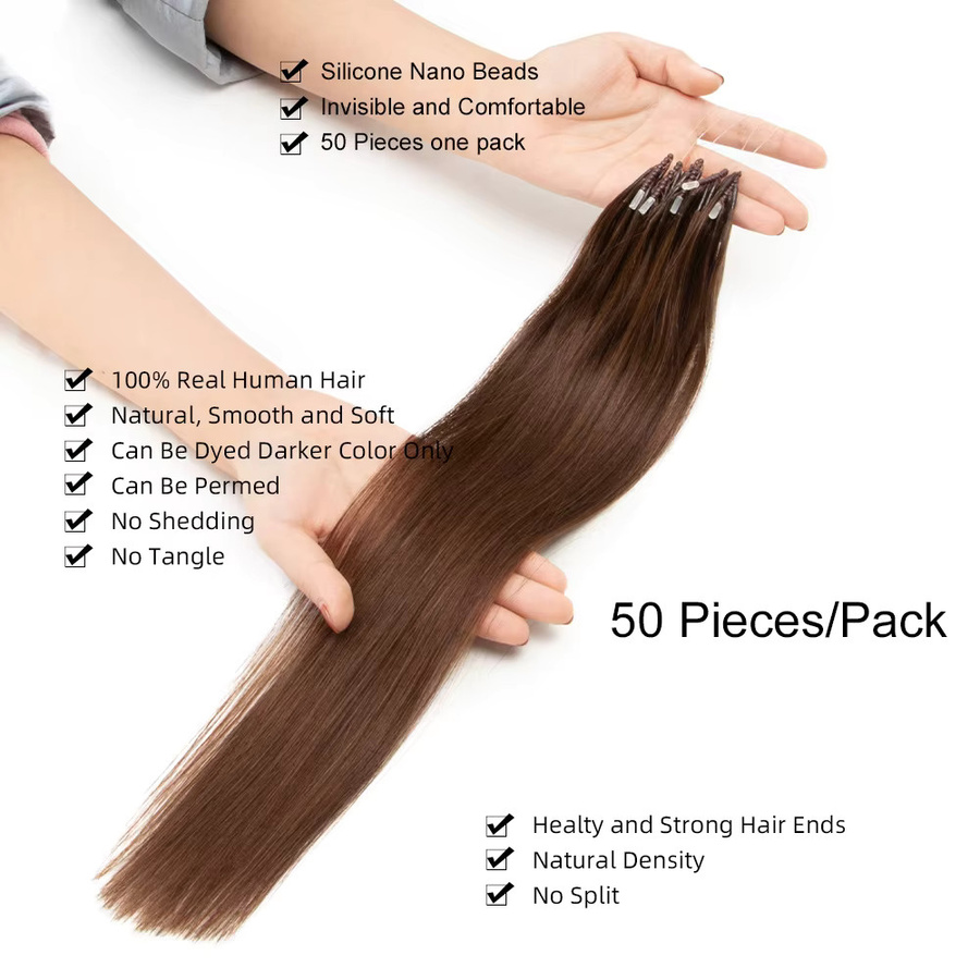 Luxy Beauty 8D Micro Bead Haarverlängerungen Echthaar, Microlink - Bild 3