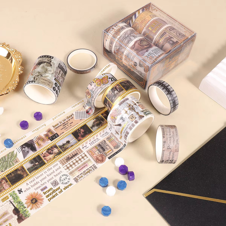 Exquisites Goldfolien-Washi-Tape-Set mit verschiedenen Mustern für DIY Tagebuch- und Karten-Dekorationen - Bild 2