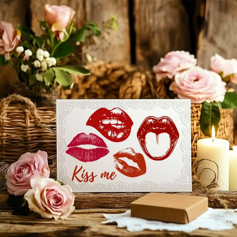 Transparenter Silikonstempel mit realistischem Lippen-Motiv für DIY Scrapbooking und Journaling - Bild 3