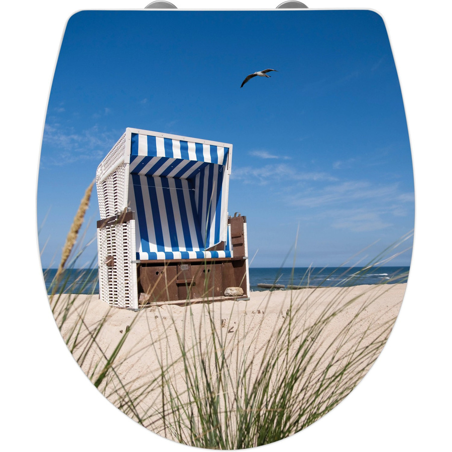 Wenko WC-Sitz Strandkorb Design aus Duroplast und Acryl in Multicolour Blau - Bild 1