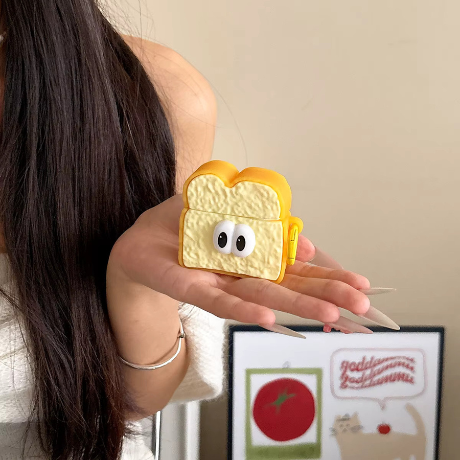 Big Eye Toast Schutzhülle für Apple AirPods Pro 1 2 3 und AirPods 4 in Gelb, stoßfest und staubdicht - Bild 4