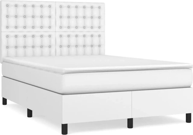 vidaXL Boxspringbett mit Matratze Hybrid-Design in Weiß, B/T/H: 140 x 190 x 44 cm - Bild 1