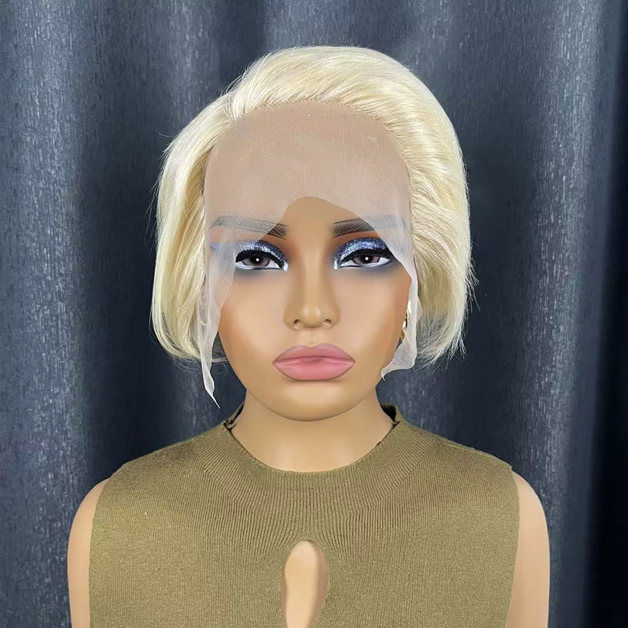 OYM HAIR Echthaar-Perücke, Pixie-Schnitt, Spitzenfront, Damen - Bild 2