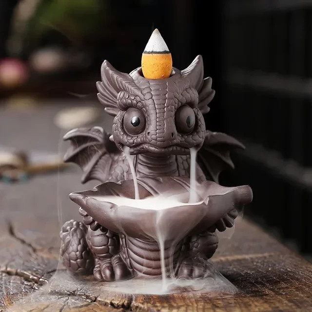 MINIDEAL Baby-Dinosaurier Keramik-Wasserfall-Räucherstäbchenhalter als Tischdeko-Ornament - Bild 1