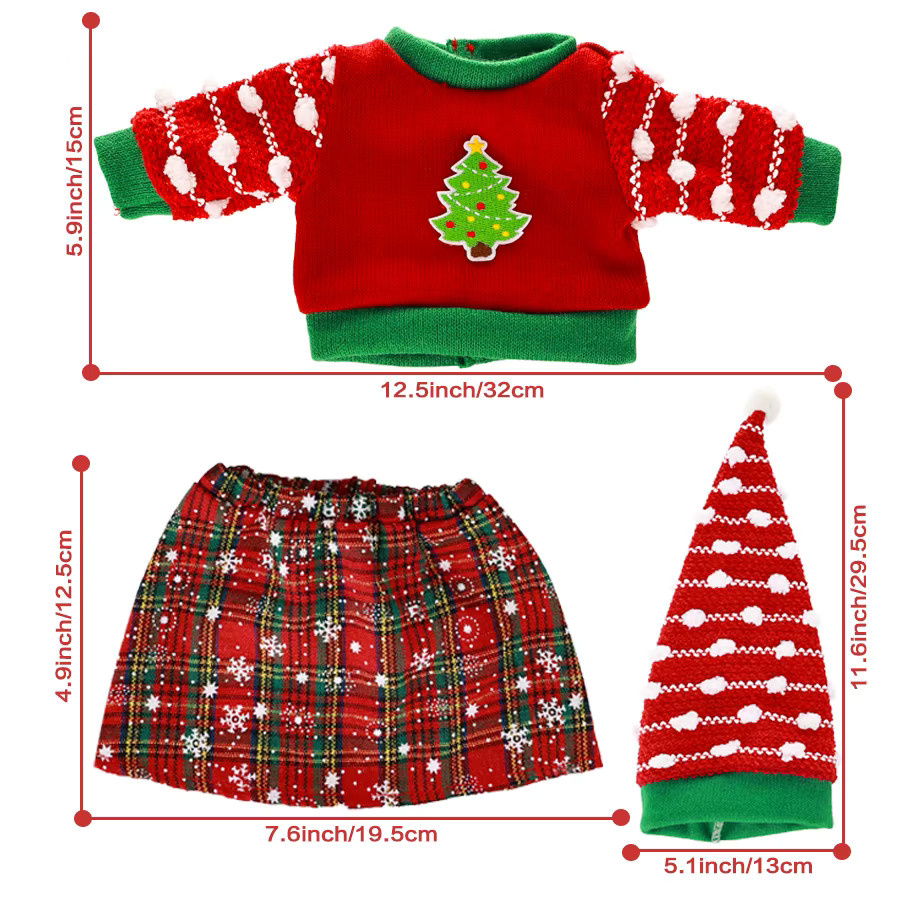 dearbei Weihnachtskleidungsset, Zubehör, 16-18 Zoll, Rot - Bild 2