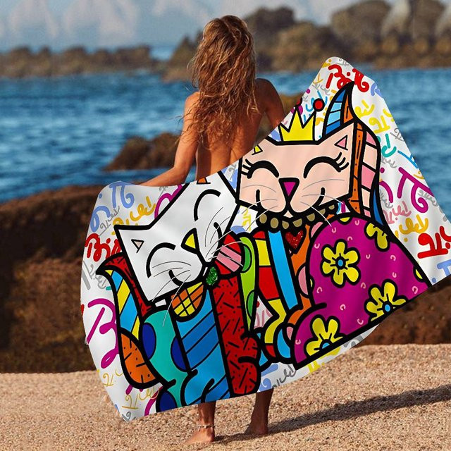 B-Britto Badetuch für Kinder aus Mikrofaser und Baumwolle, weich und wasserabsorbierend, Cartoon-Design, Mehrfarbig, 30 x 30 cm - Bild 1