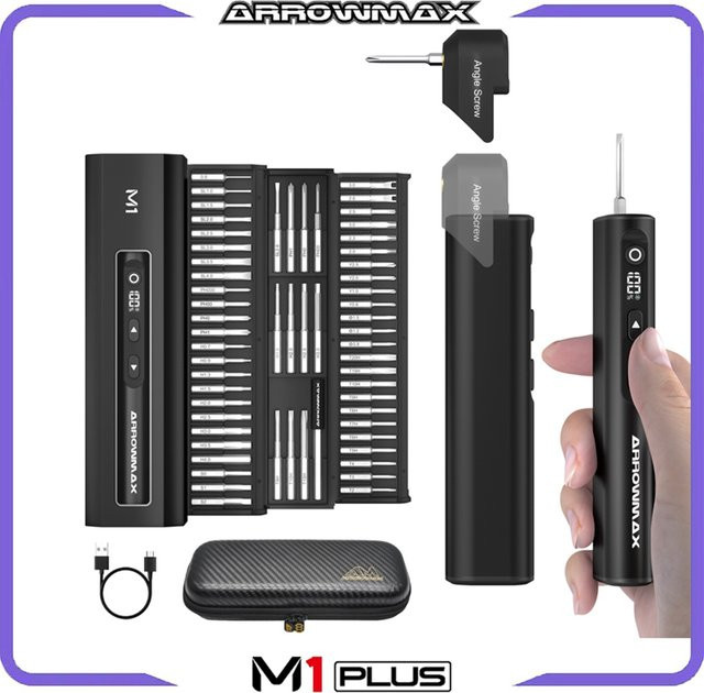 ARROWMAX M1 Plus Mini-Präzisions-Akku-Schraubendreher Elektroschrauber-Set in Grau und Schwarz für Telefon, Kamera, Uhr und Laptop - Bild 1