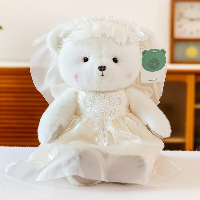 Paar Engel Bär, Plüsch Teddybär Puppe, Hochzeitskleid, 30cm - Bild 1